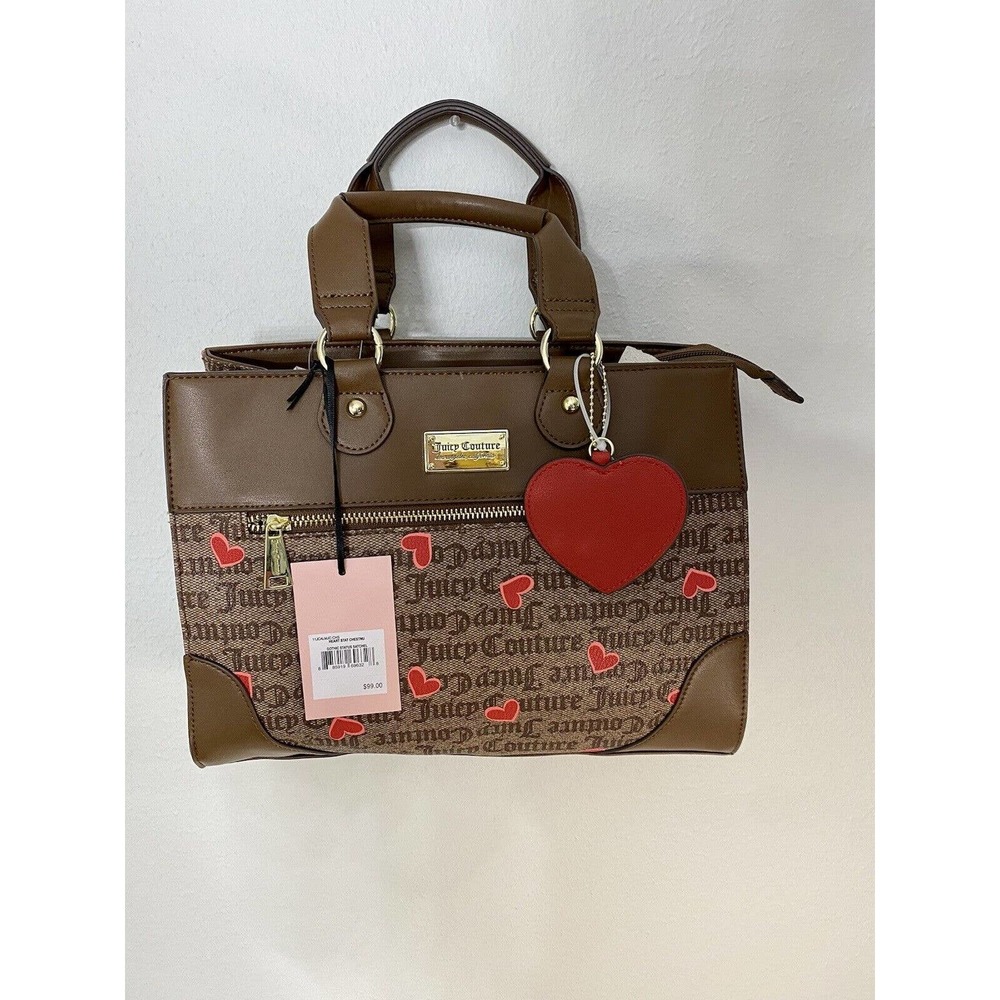 Juicy Couture heart Stat Chestnut Gothic Status Satchel Handbag Purse NWT